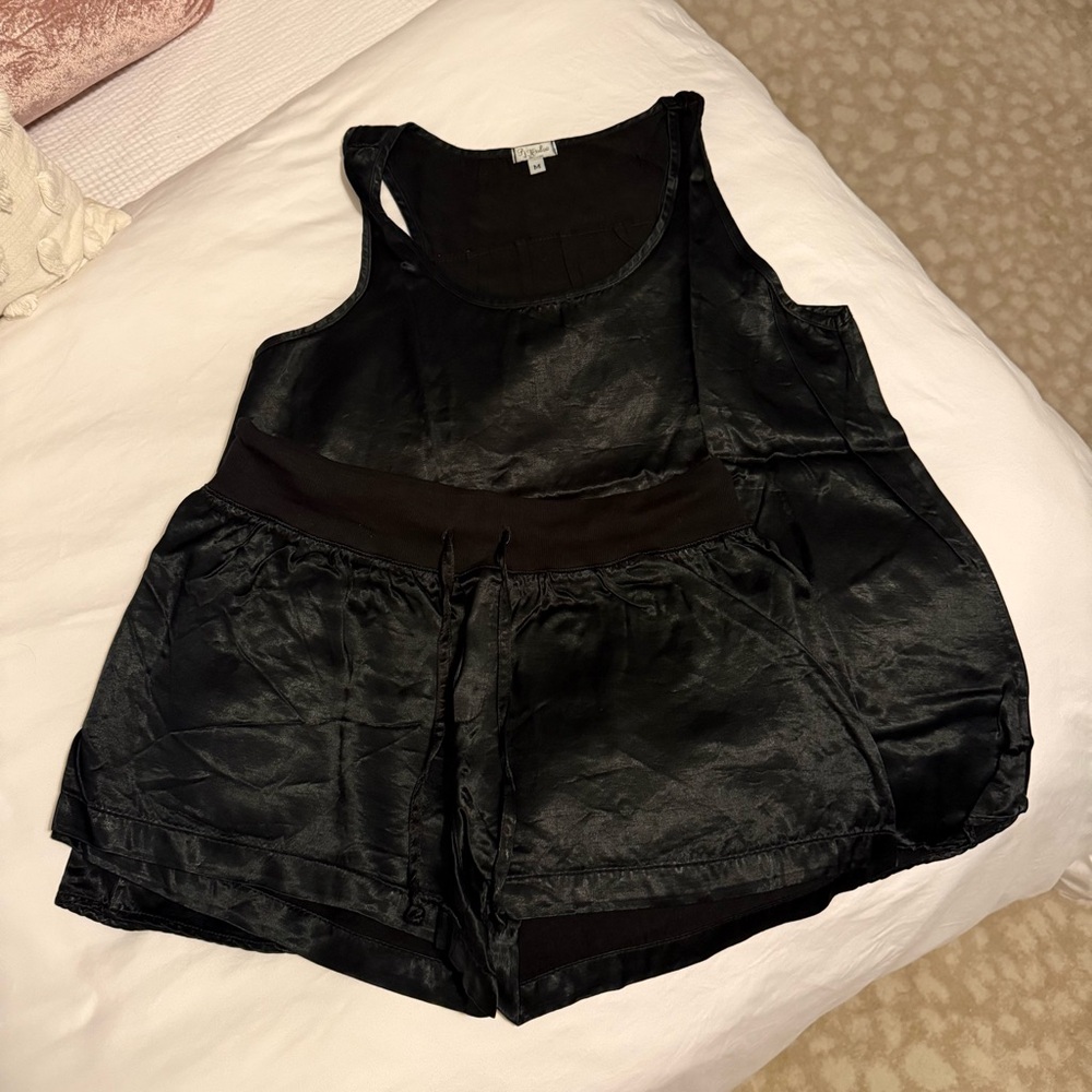 Women's PJ Harlow Black Satin Pajama Set